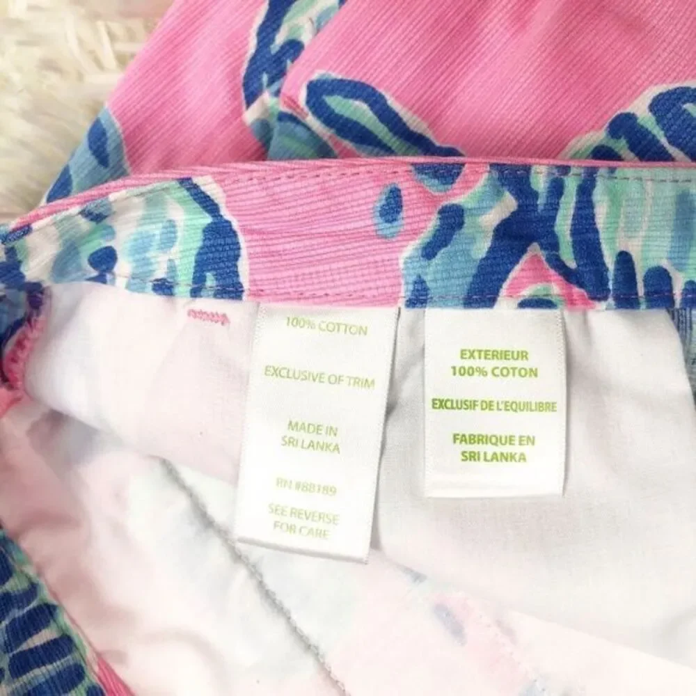 Lilly Pulitzer Adie Shorts Pink Pout Barefoot Princess Blue Shell Size 4